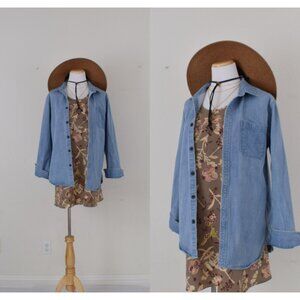 Vintage 90s Menswear Denim Shirt Shacket by Modern Amusement | size M